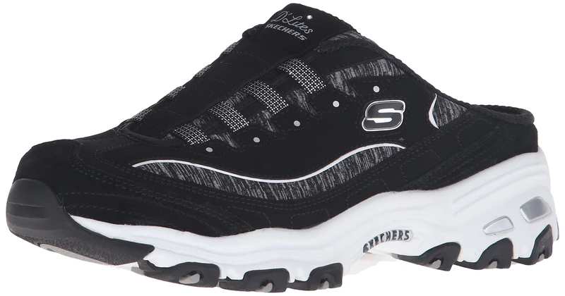 Skechers Women's D'Lites Resilient Fashion Sneaker, Black White, 4.5 UK