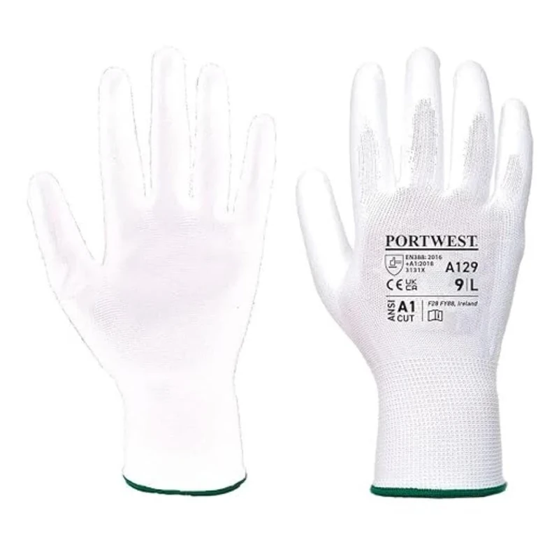 Portwest PU Palm Glove - Full Carton (480), Size: XL, Colour: White, A129WHRXL