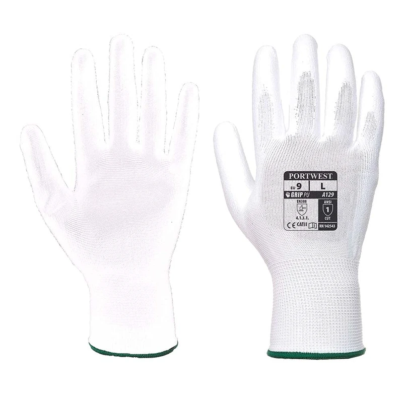 Portwest A129WHRM PU Palm Work Gloves - White, Size M (480 Pairs)