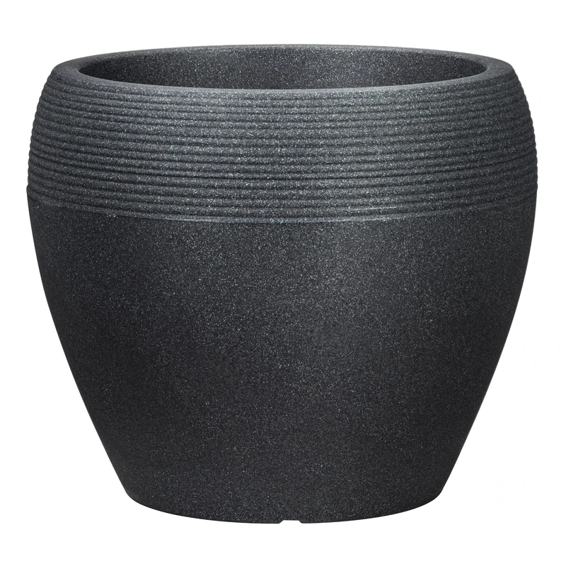 Scheurich Lineo Plastic Planter Black Granite 40 cm Diameter 32.7 cm Height 28 L Vol.