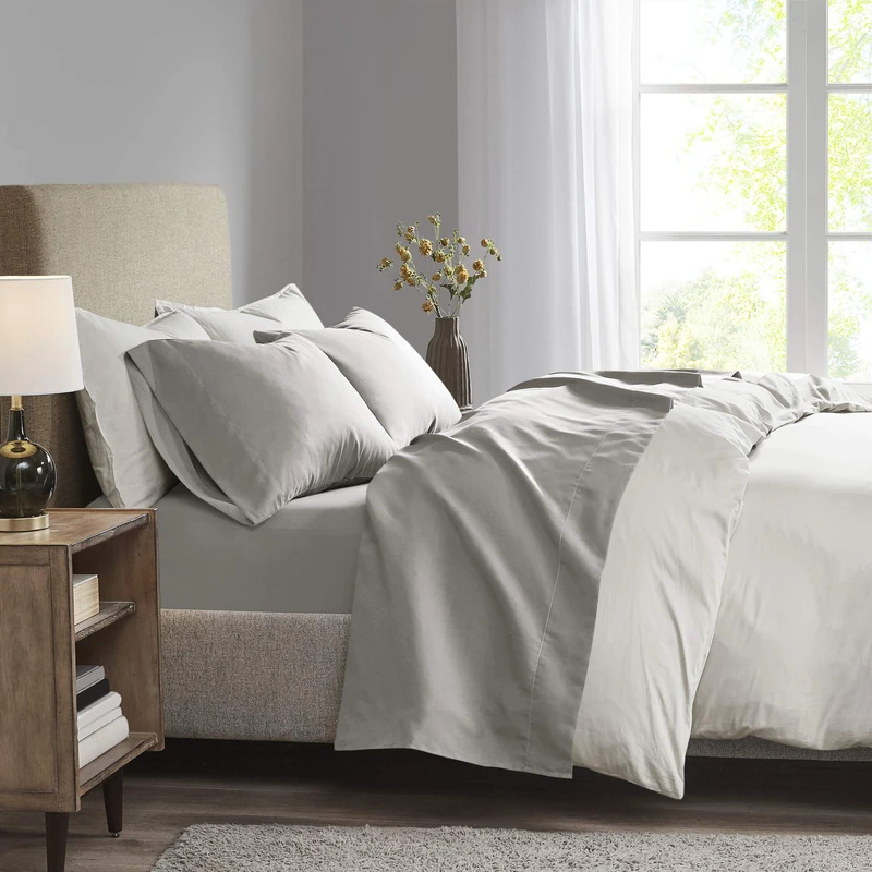 Madison Park All Season, Cozy Bedding-Set, Matching Pillow Case, Polyester, Grey, California King