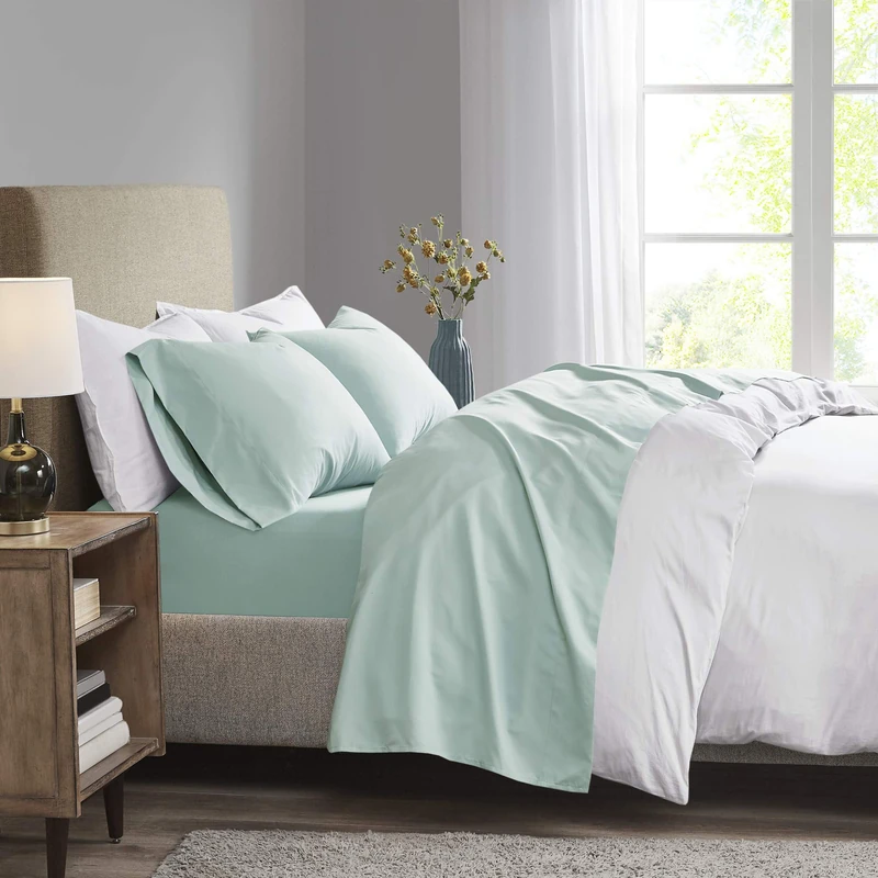 Madison Park All Season, Cozy Bedding-Set, Matching Pillow Case, Microfiber, Seafoam, King