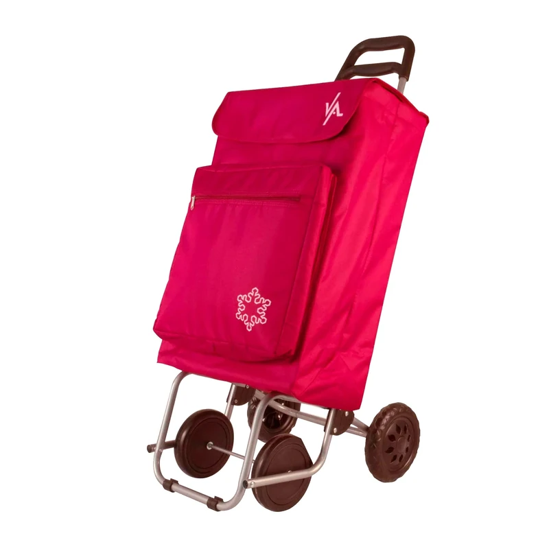 Amig - Lightweight Shopping Trolley with 4 Wheels for Easy Handling | External Freezer Pocket | 22 x 40 x 106 cm | Maximum Load of 15 kg | Capacity 48 L | Colour Red