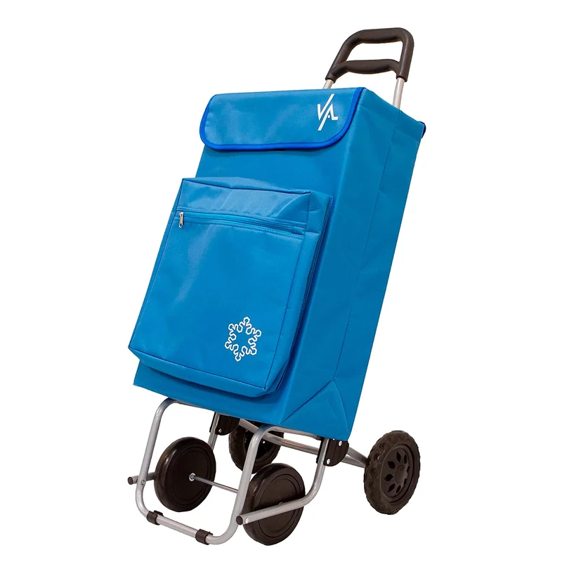 Amig - Lightweight Shopping Trolley with 4 Wheels for Easy Handling | External Freezer Pocket | 22 x 40 x 106 cm | Maximum Load of 15 kg | Capacity 48 L | Colour Blue