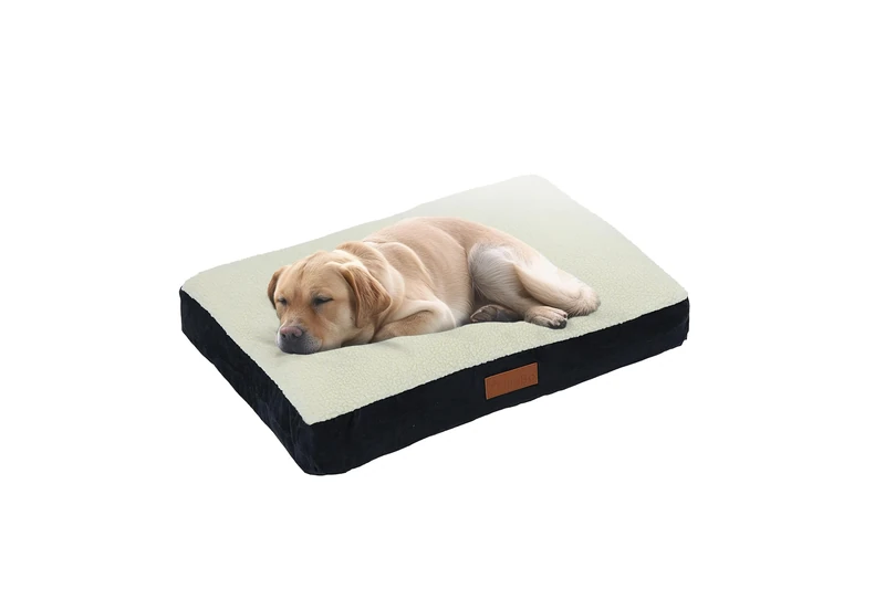 Ellie-Bo Jumbo Dog Bed for 60-inch Dog Cage/Crate - Black Faux Suede/Sheepskin