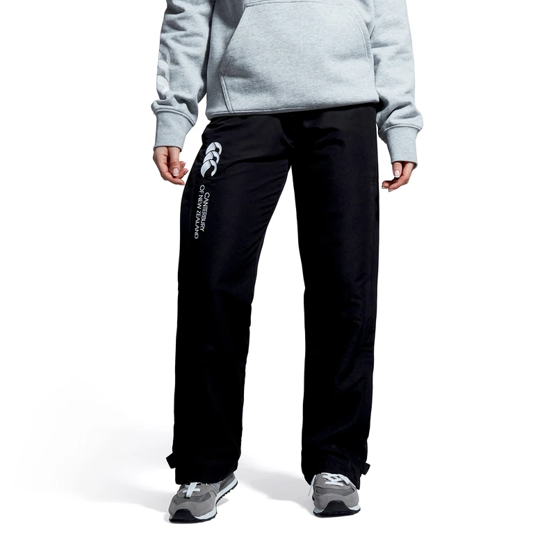 Canterbury Women's Open Hem Stadium Pants | Tracksuit/Lounge Pants | Jogging Bottoms | Durable | Full-Leg Size Zip Track Pants, Black, 18