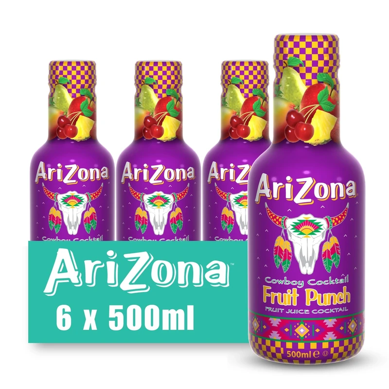 Arizona Fruit Punch Juice, Pack of 6 x 500ml PET Bottles, Delicious Fruity Drink, No Artificial Flavours or Preservatives
