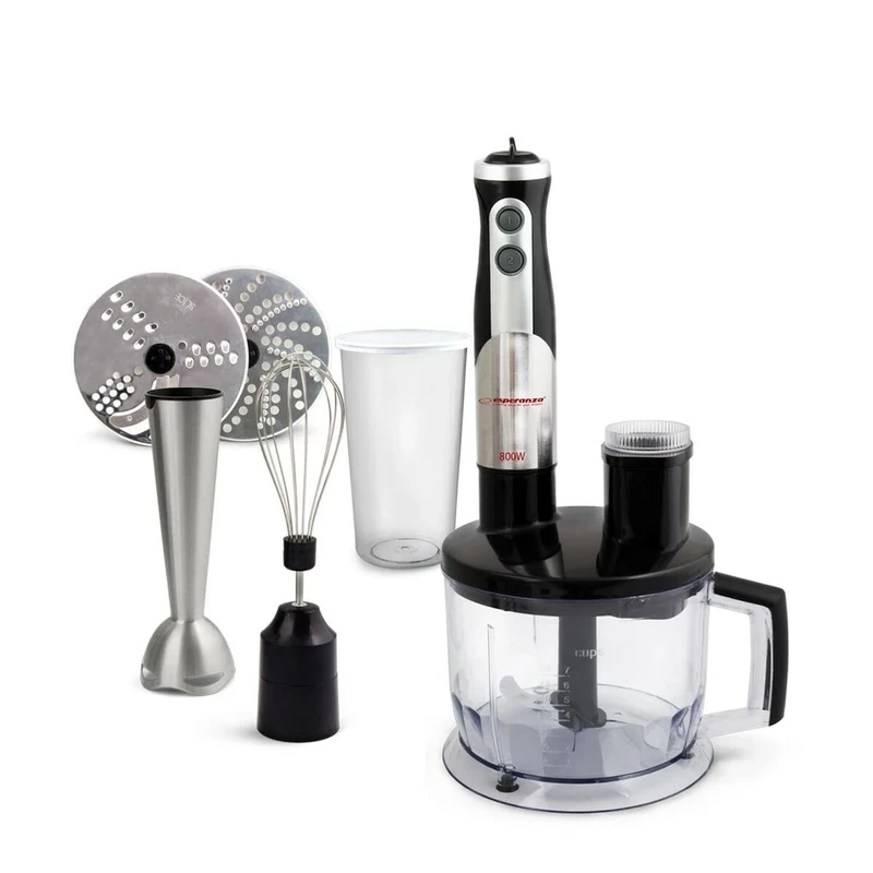 Esperanza EKM004 Immersion blender Black,Silver,Transparent 0.6L 800W blender - blenders (Stainless steel, Stainless steel, 50/60 Hz, AC)