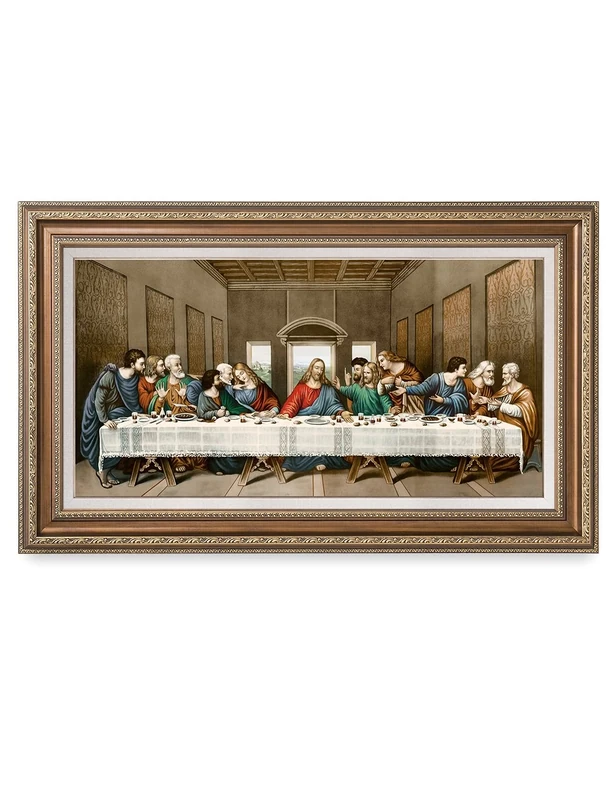 DECORARTS -The Last Supper, Leonardo da Vinci Classic Art Reproductions. Giclee Print& Museum Quality Framed Art for Wall Decor. 30x16, Framed size: 35x21