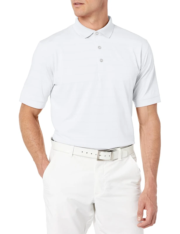 Callaway Men's Golf Short Sleeve Pique Open Mesh Polo Shirt, White, Medium