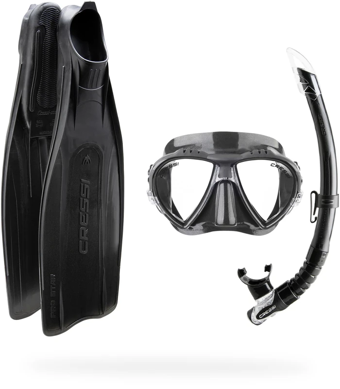 Cressi Pro Star Bag Snorkelling Set - Black, Size 41/Size 42