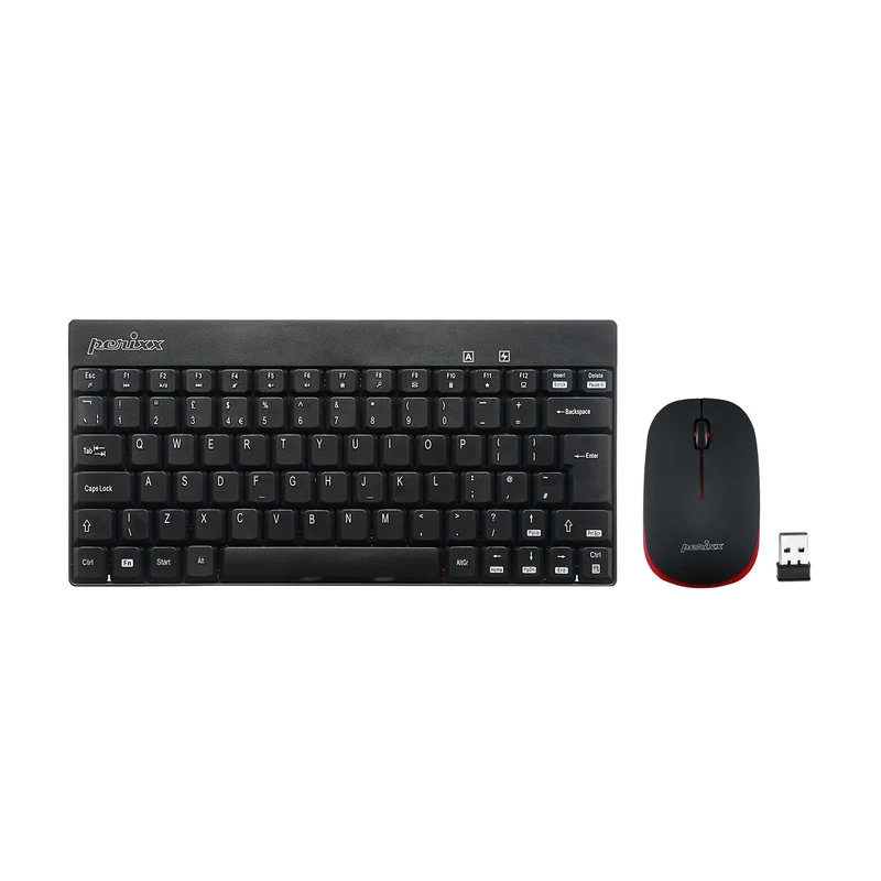 perixx PERIDUO-712 Wireless Mini Keyboard and Mouse Combo - AES 128 Bit - Black - UK Layout