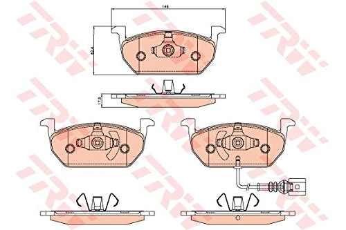 TRW GDB2080 Brake Pad Set of 4 for Volkswagen Golf VII (5G1, BQ1, BE1, BE2) 2012-2021 Front Axle and other vehicles