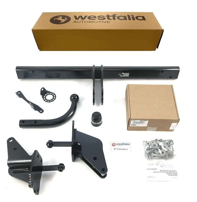 Westfalia Rigid Tow Bar for Mercedes C-Class Estate/Saloon (S205/W205) (Year of Manufacture 03/14-06/18), C-Class Coupe/Cabrio (C205/A205) (10/15-06/18) - in Set with 13-pin Westfalia E-set