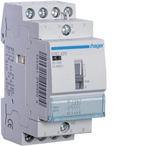 Hager erd425 Contactor Manual, 25 A, 4 NA, 24 V