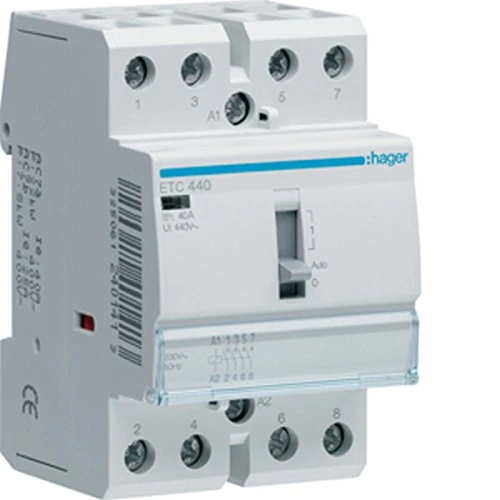 Hager etc440 Contactor 40 A, D/N, 4 NA, 230 V