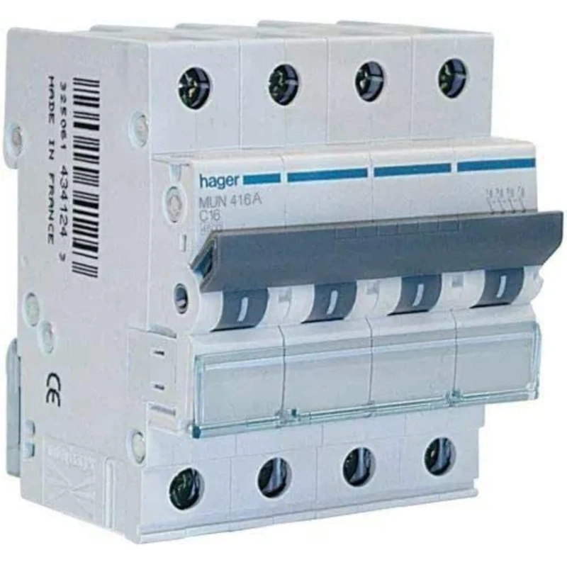 Hager – mun432 a – Magneto-thermic Switch Series Mu, 4P, 32 A, C, Curve 6 KA - Image 1