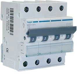 Hager – mun640 a – Magneto-thermic Switch Series Mu, 3P + N, 40 A, C, 6 kA