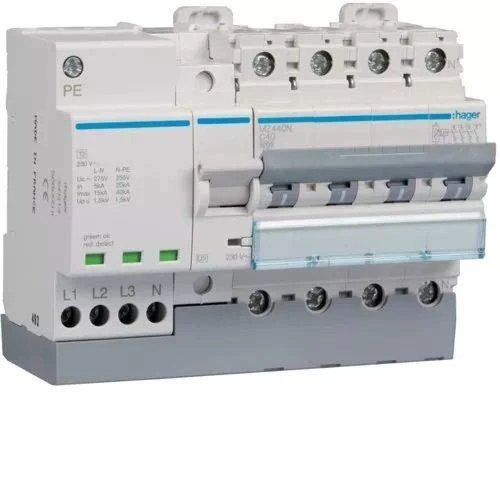 HAGER (AUT.+REST) MZ440N Protección combinada P+T 4P 40A C power type, Multicolor