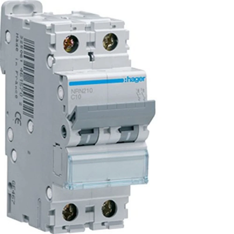 Hager – nrn210 – Magneto-thermic Switch Series NR, 2P, 10 A, Curve C, 25 KA