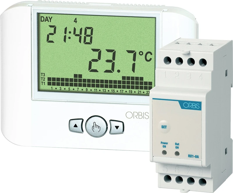 Orbis – ob324900 – Orus Rf. Chrono-Thermostat INALAMBRICO Weekly and 3 Heat Settings