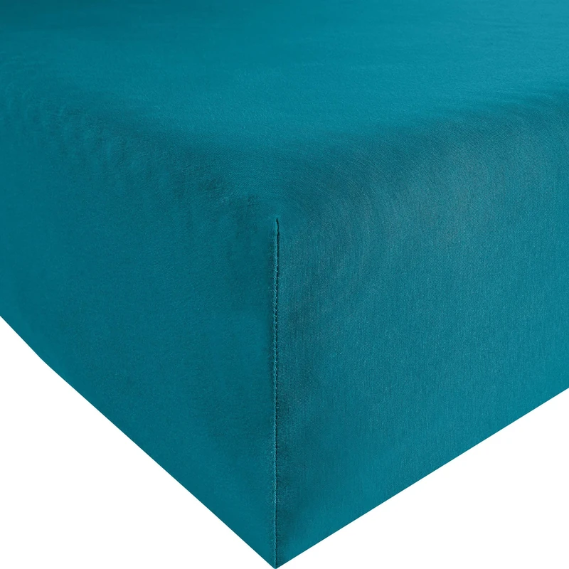 Bassetti 9235190 Fitted Sheet Plain D3/782 Petrol Cotton/Elastane, Dimensions: 180 cm x 200 cm, 200 cm x 220 cm
