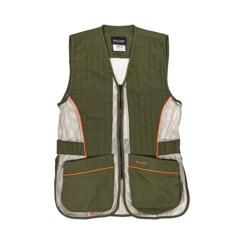 Allen Company unisex adult Apparel Ace Range Shooting Vest with Moveable Shoulder Pad Medium Large Olive Tan 22, Olive/Tan, Medium-Large US