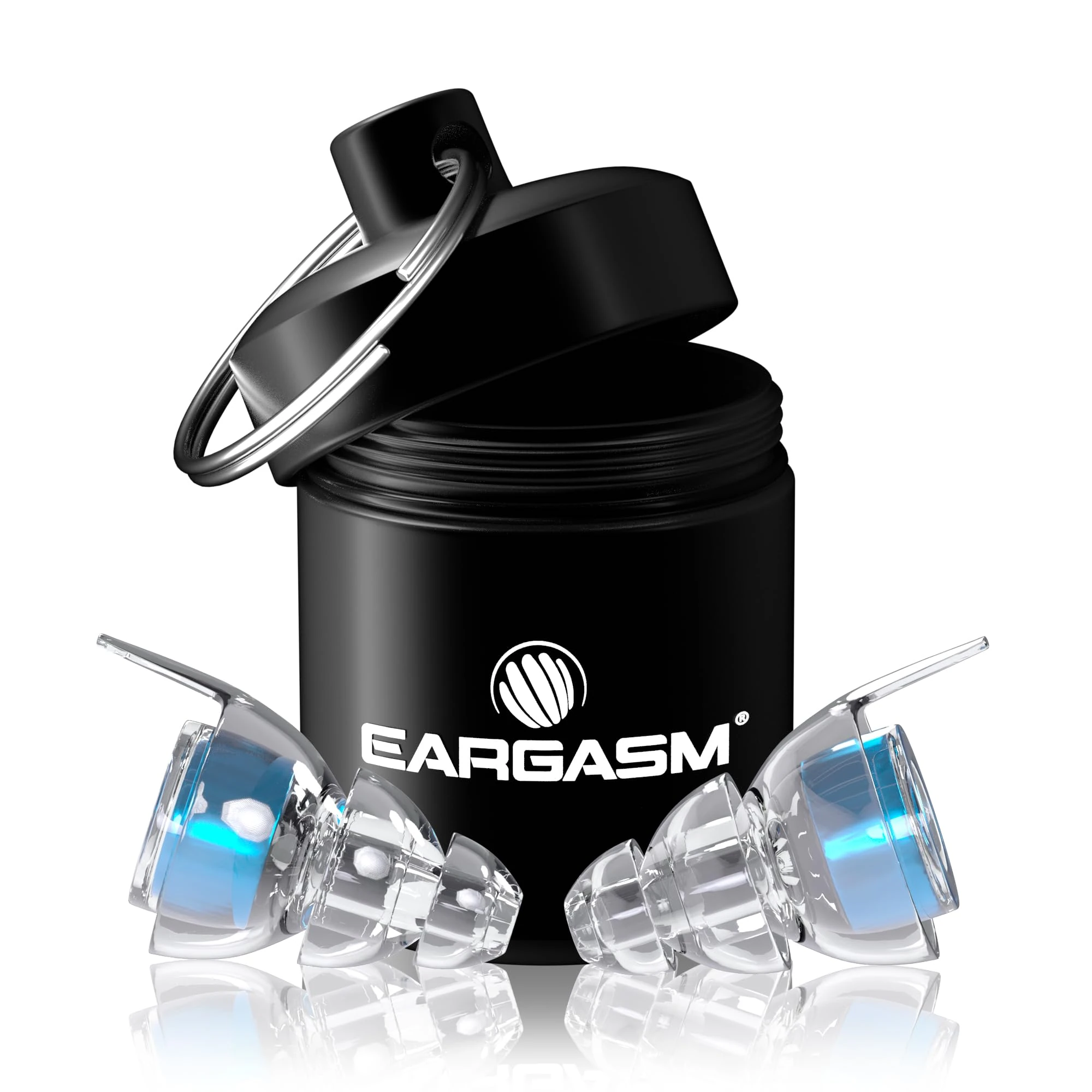 Eargasm High Fidelity Earplugs with Blue Filters - Reusable Noise Reduction Hearing Protection Ear-Plugs with Carrying Case for Bartenders, Concerts, Festivals, Raves, Musicians, Live Music, Sports