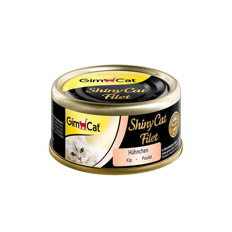 GimCat ShinyCat Filet Chicken - Cat food with juicy fillet meat and no added sugar for adult cats - 24 tins (24 x 70 g)