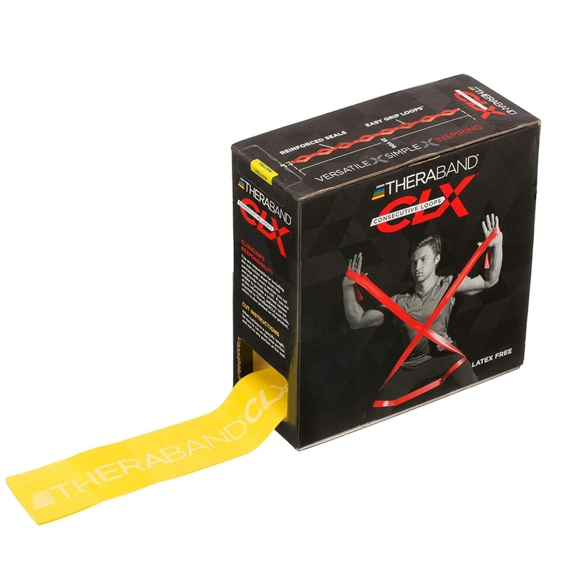 THERABAND CLX Latex-Free Resistance Band, Pilates, Home Gym, HIIT, Physical Therapy, Rehab & Fitness Equipment, 22 Metre, Yellow, Light
