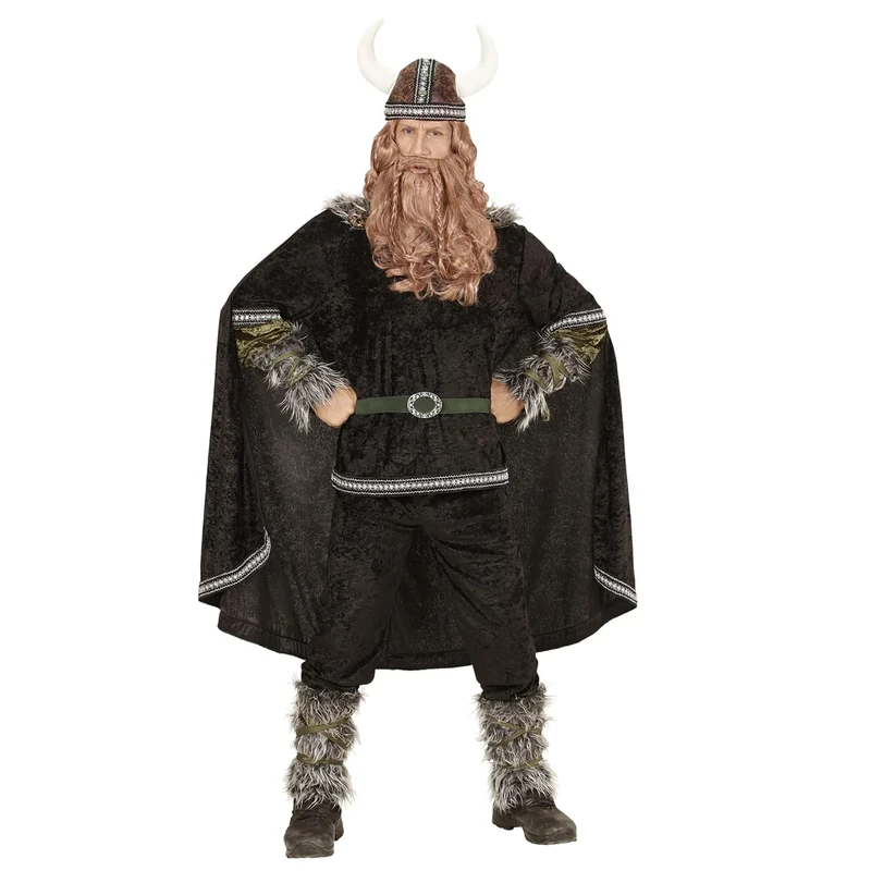 Widmann 05981 Adult Viking Costume, Top, Trousers, Belt, Arm Warmers and Leg Warmers, Cape and Hat