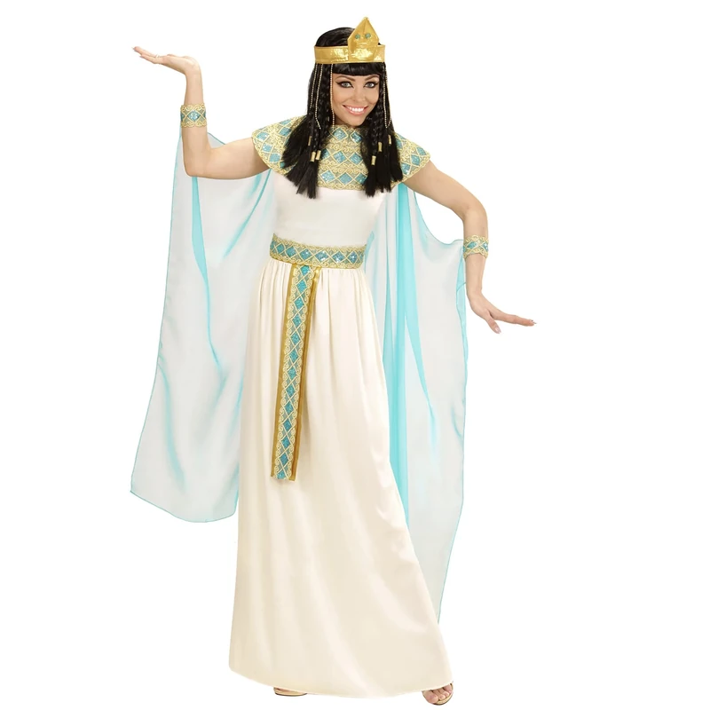 Widmann adult costume Cleopatra, dress with belt, bracelets, headband and cape, 49421