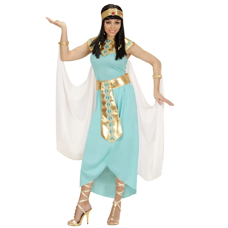 Widmann 49434 ? Adult Fancy Dress Costume Egyptian Queen, Dress, Belt, Arm Bands, Headband, Cape, Turquoise ? Size XL