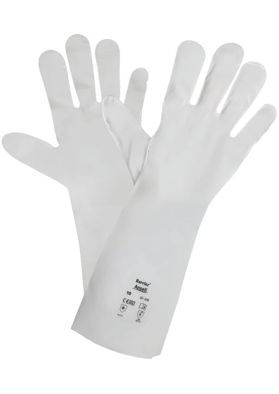 Ansell AlphaTec 02-100 Chemical Resistant Gloves, Heavy Duty Protection, Liquids, Solvents, Acids, Industrial PPE, White, Size 2XL (12 Pairs)