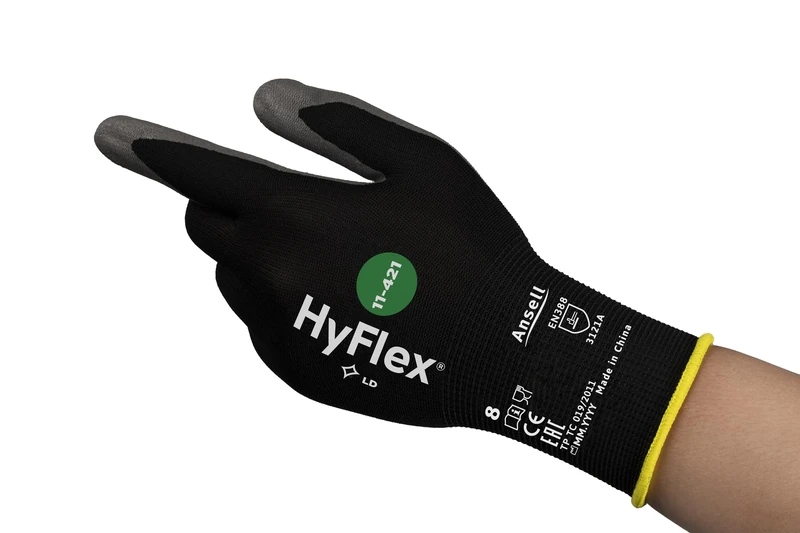 Ansell HyFlex 11-421 Work Gloves Cut Resistant, Excellent Heat and Abrasion Resistance, Mechanical Protection Gloves, Silicone-free, Men Women PPE, Size XL (12 Pairs)