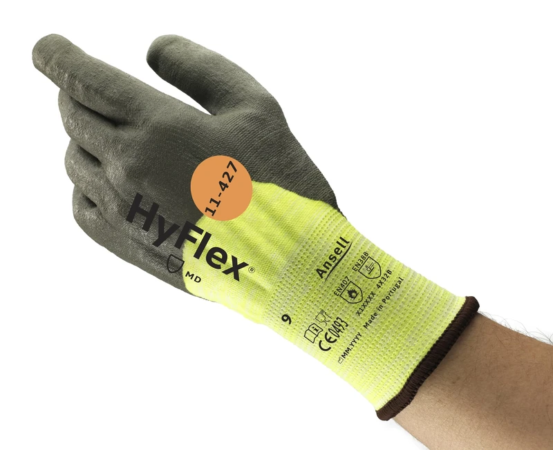 Ansell HyFlex 11-427 Work Gloves Cut Resistant, Excellent Heat and Abrasion Resistance, Mechanical Protection Gloves, Silicone-free, Men Women PPE, Size L (12 Pairs)