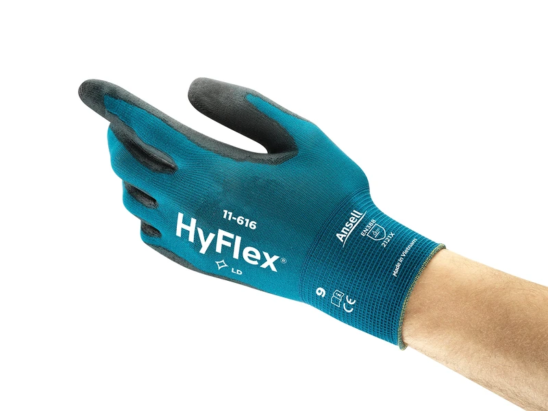 Ansell HyFlex 11-616 Ultra-Thin Work Gloves in Nylon, Multi-Purpose Protection Glove for Professionals, DIY, Industrial, Mechanics, Durable PPE Workwear, Men Women, Blue, Size S (12 Pairs)