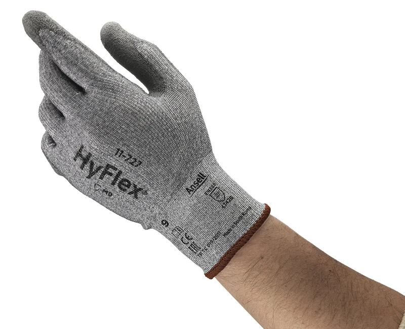 Ansell HyFlex 11-727 Cut-Resistant Work Gloves, Mechanics Glove, Abrasion-Resistant and Enhanced Grip Technology, PPE Men Women, Reusable, Size S (12 Pairs)