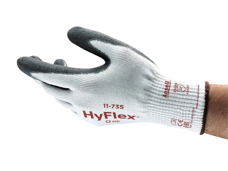 Ansell HyFlex 11-735 Cut-Resistant Work Gloves, Mechanics Glove, Abrasion-Resistant and Enhanced Grip Technology, PPE Men Women, Reusable, Black, Size XL (12 Pairs)