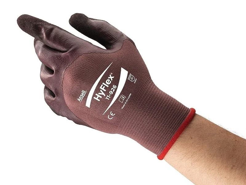 Ansell HyFlex 11-926 Ultra-Thin Work Gloves in Nylon, Multi-Purpose Protection Glove for Professionals, DIY, Industrial, Mechanics, Durable PPE Workwear, Purple, Size L (12 Pairs)