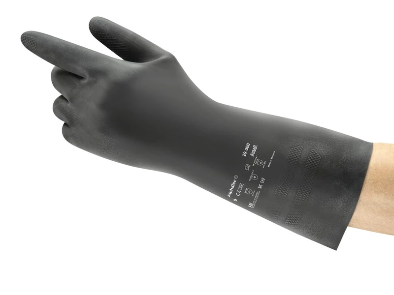 Ansell AlphaTec 29-500 Safety Work Gloves in Neoprene, Oil-Repellent Protection Glove, Liquid Resistant, Multi-Purpose, Mechanics, Painting, Industrial PPE, Black, Size S (12 Pairs) - Image 1
