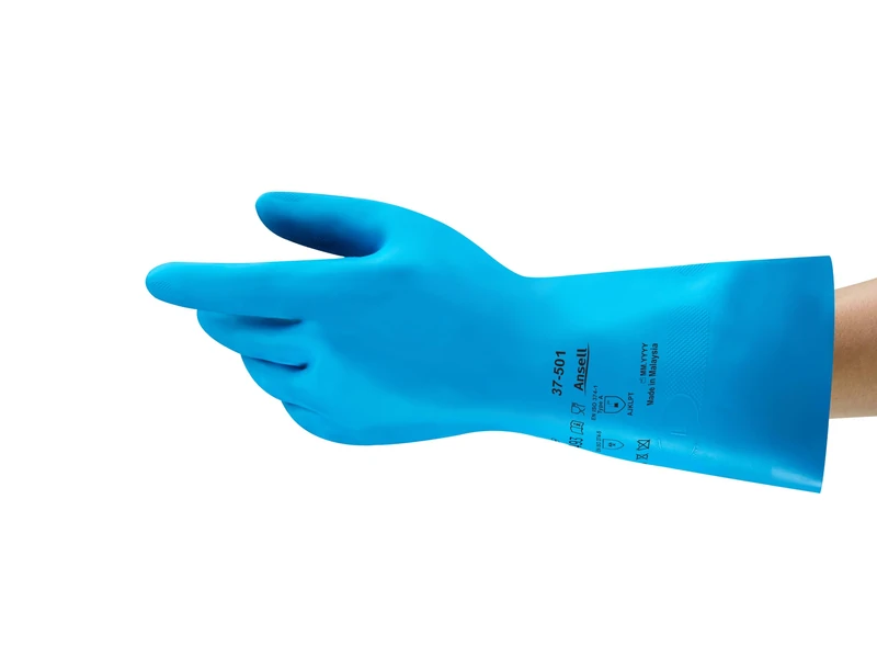 Ansell VersaTouch 37-501 Nitrile gloves, chemical & liquid protection, Blue, Size 7.5 (Pack of 12 pairs)