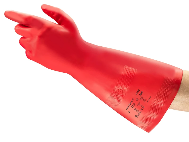 Ansell AlphaTec 37-900 Chemical Protection Gloves in Nitrile, Red, Size 8 (12 Pairs)