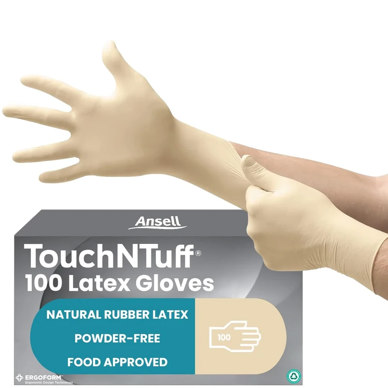 Ansell TouchNTuff Latex Gloves - Textured Fingertips, XS (100 pcs)