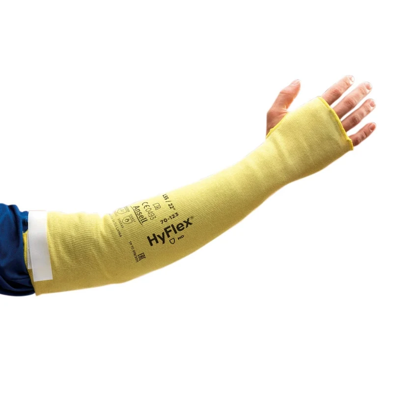 Ansell HyFlex 70-123 Cut Protection Sleeve, Mechanical Protection, High Resistance and Comfort, Industrial PPE Workwear, Men Women, Yellow (12 Pieces)