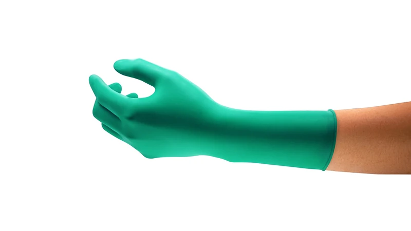 Ansell Dermashield 73-711 Neoprene Gloves, Chemical Protection, Size 7.5, Green (10 Pairs)