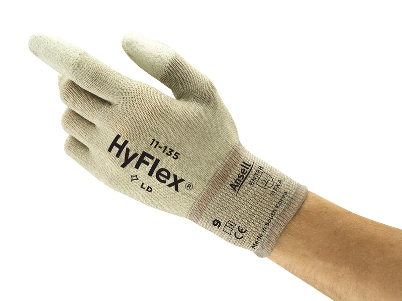 Ansell HyFlex 11-135 Cut Resistant Gloves, Mechanical Protection, Light Weight Protective Glove, Industrial PPE, Reusable, Men Women, Grey, Size XS (12 Pairs)