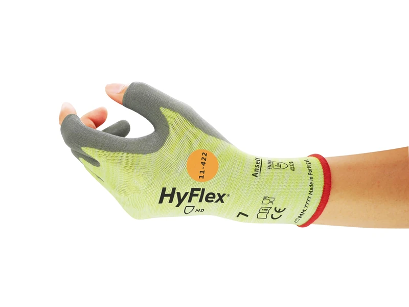 Ansell HyFlex 11-422 Work Gloves Cut Resistant, Excellent Heat and Abrasion Resistance, Mechanical Protection Gloves, Silicone-free, Men Women PPE, Size L (12 Pairs)