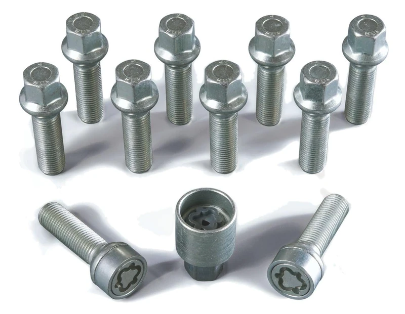 H&R Wheel bolt Set Round-Head R14 M14x1.50 - Length 35mm - 10 pcs - incl. wheel-locks