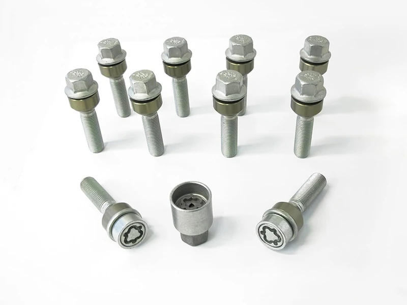 H&R Wheel bolt Set Round-Head with movable cone R14 M14x1.50 - Length 60mm - 10 pcs. (e.g. compatible with Porsche) - incl. wheel-locks